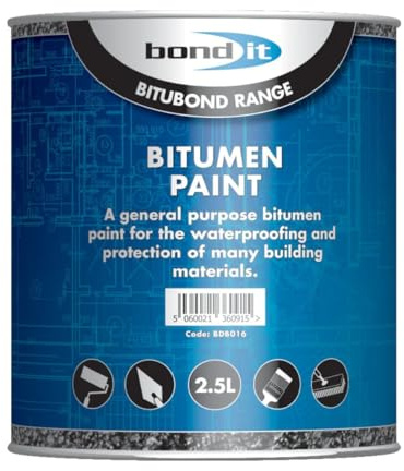 Bond It Bitumen Paint – Black, 2.5L | General Purpose Waterproof Bituminous Paint | Coating for Metal – Concrete – Wood & Roofing | Weatherproof & Anti-Corrosive Sealant for Outdoor Surfaces