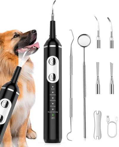 Wagner Stern Dog Plaque Remover for Teeth Cleaning Dog Toothbrush | 5 Modes & LED Light for Teeth Cleaning plaque removal, tartar Remover with 4 Heads, Rechargeable