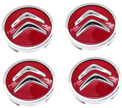 MYYULONG 4 Pièces Cache Moyeu Voiture pour Citroen DS3 DS4 DS5 DS6 DS7 C1 C2 C3 C4 C5 C6 C8, 60MM Capuchons de Moyeu Central de Roue Antirouille Enjoliveur de Roue Extérieurs Accessoires,Red