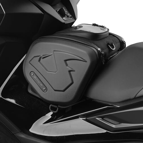 Rhinowalk Tunnel-Tasche für Roller, 16L Hartschalen ABS Motorrad Tasche Rollertasche für Scooter mit Mitteltunnel, mit Touchscreen-Fach, Tragegriff, Schultergurt & Regenhaube
