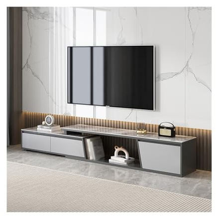 Meuble TV Table Basse rétractable en Ardoise Simple et Moderne, Combinaison de Meuble TV, Salon, Armoire Sol élégante avec capteur lumière Console