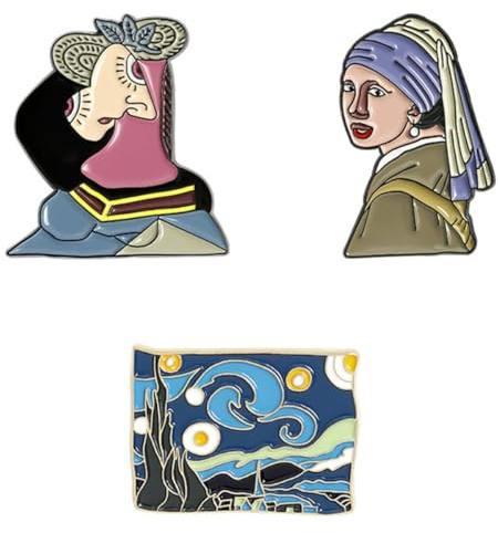 COOPHYA Broche Peinture Réputée en Alliage 3 Pièces Perles, Accessoire Vestimentaire Élégant pour Mariage et Soirée, Épingle Unique pour Revers de Jupe ou Col Plusieurs styles