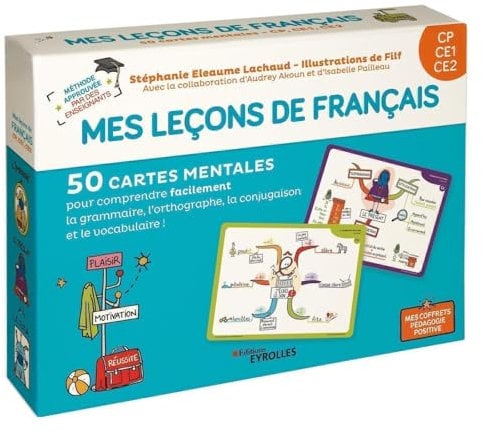 Mes leçons de français CP, CE1, CE2: 50 cartes mentales pour comprendre facilement la grammaire, l'orthographe, la conjugaison et le vocabulaire. 1 livret explicatif