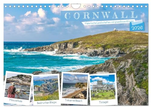 Cornwall - Malerische Landschaften mit grandiosen Küsten (Wandkalender 2026 DIN A4 quer), CALVENDO Monatskalender: Zwischen rauer Küste und keltischer ... im Südwesten Englands (CALVENDO Orte)