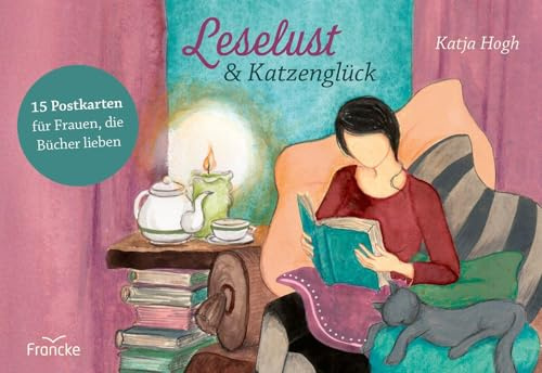 Leselust & Katzenglück: 15 Postkarten für Frauen, die Bücher lieben