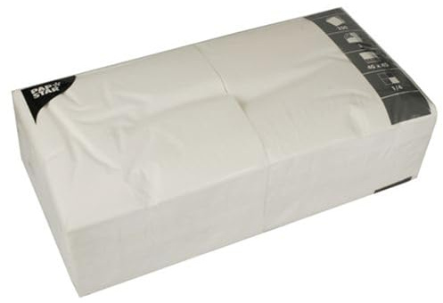 PAPSTAR 1 Karton = 4x250 Servietten, 3-lagig 1/4-Falz 40 cm x 40 cm Weiss 14479