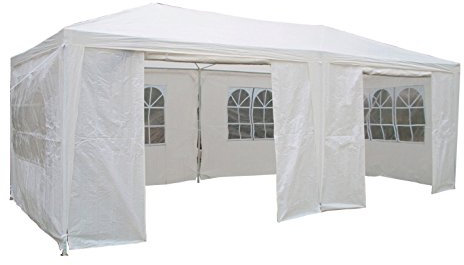 Airwave 3 x 6m Party Tent Gazebo Marquee with 2 x Unique WindBars and Side Panels 120g Waterproof Canopy, White, 120g