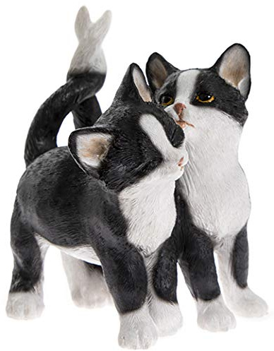 Black and White Twin Kittens Figurine With Intertwining Tails, Cat Studies By The Leonardo Collection, 8x7cm Approx