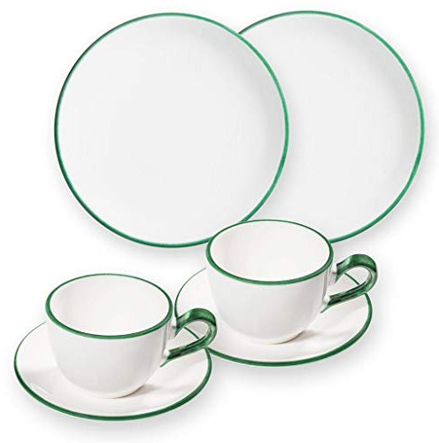Gmundner Keramik Desayuno para Dos Classic, Borde Verde