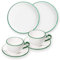 GMUNDNER KERAMIK Breakfast for two Classic Geschirrset Grüner Rand Geschirr, handgemacht in Österreich