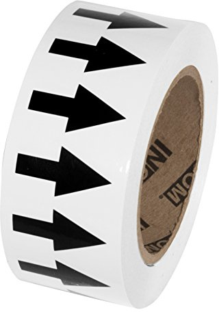 INCOM Manufacturing Directional Pipe Flow Arrow Adhesive Tape, Pipe Identification Marking, Removable backing liner, White/Black, 2 inch x 108 ft, PMA259