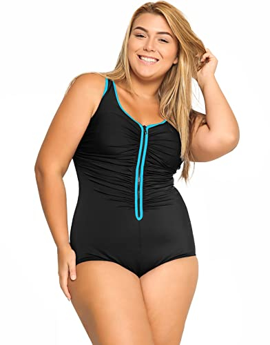 DELIMIRA Donna Costume da Bagno Coppe con Imbottite Cerniera Frontale Multicolore #3 50