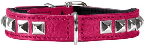 HUNTER Rocky Petit Nickel Collar, 24/17 x 21 cm, 2X-Small, Nappa Pink/Black