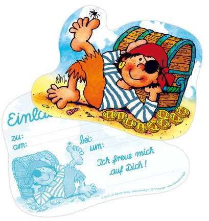 Lutz Mauder 26006 - Stanzkarte Kindergeburtstags-Einladungs-Set Pit Planke (8 Stück)