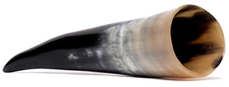 Brillibrum Design Trinkhorn Becher echtes Kuhhorn poliert mit Griff Wikinger Becher Trink-Gefäß aus Horn Bierkrug Mittelalter Unikat Horntasse Met (200 ml, poliertes Kuhhorn)