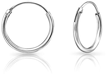 DTPsilver® 925 Sterling Silber Creolen Ohrringe - Klein/Mittelgroße/Groß - Dicke 1.2 mm - Durchmesser: 14 mm