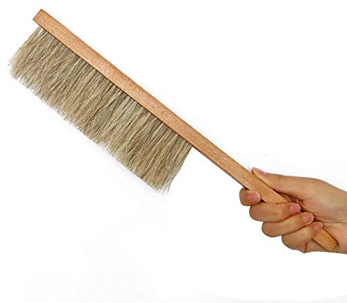 BR TOOL Bee Hive Brush - Double Rows Natural Horse Hair with Wooden Handle - Soft Bristle - Beekeeper Cleaner Tool - Beekeeping Equipment
