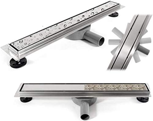 VBChome Duschrinne 80 cm befliesbar edelstahl Bodenablauf doppelseitige Ablauf Selbstreinigender Siphon mit Geruchsstop Größen 60-100cm Duschablauf sehr flach, Komplettset Ablaufrinne für Badezimmer