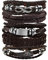 MILAKOO 5 Stück Geflochtene Lederarmbänder Einstellbar Manschette Armband für Männer Damen (Braun)
