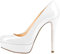 Only maker Plateau Pumps Slip on Damen Moderne Runde Zehen Stiletto Lack High Heels Weiß EU 36