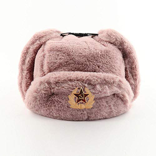 Russen Mütze Herren Pink Trooper Hut Herren Armee Militär Russisch Ushanka Bomber Hut Winter Warme Kappen Pilot Earflap Trapper -Pk_Soviet_Badge