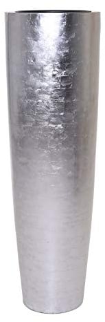 VIVANNO Pflanzkübel Blumenkübel Bodenvase PILA Silber Hochglanz (120 x 37)