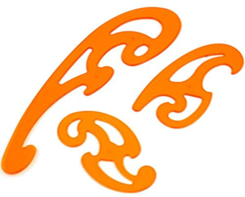KEARING 3er Set Burmester Kurvenschablonen aus Kunststoff in Orange-Transparent für Schneiderarbeiten