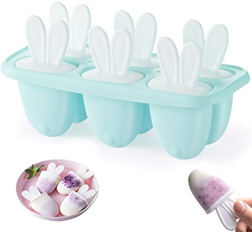 Lot de 6 Moules à Glaces avec Batonnet, Mini Moule a Glace, ce Pop Mold Popsicle, Bleu Glaces à l'eau, Sorbet DIY Réutilisable