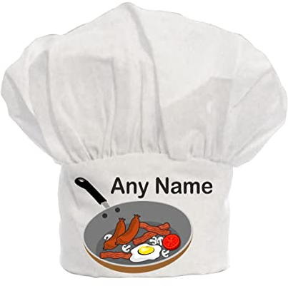 NJM Personalised Frying Pan Print Adults Chefs HAT White