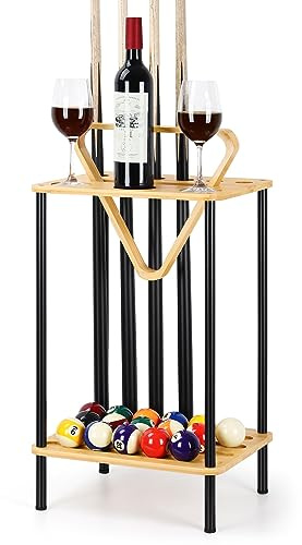 smusei Pool Stick Holder Pool Cue Holder Pool Cue Stick Rack Bodenständer Billard Stick Halter für Billard Zimmer Spielzimmer Club Pool Tisch Zubehör Hält 6 Queues, Naturbambus