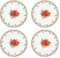 Harvey & Mason Set Of 4 Plates Christmas Holly Porcelain Festive Dinner Setting Xmas Decor