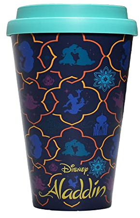 Disney Aladdin Tasse de voyage – RPET recyclé – 400 ml – Tasses à café à emporter réutilisables – Tasse de voyage étanche – Tasse à thé de voyage