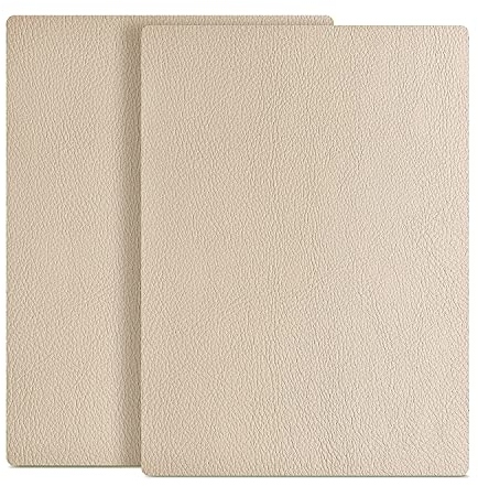 SZMMG Leder Reparatur Set Beige, 2er Kunstleder Reparaturset Lederflicken Selbstklebend, 20x28cm Kunstleder Selbstklebend, Leder Patch kit für Leder Restaurierung Risse Löcher, Autositze, Sofas