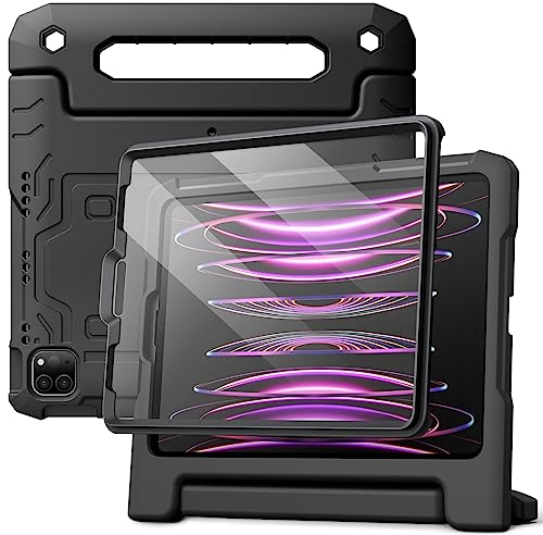 JETech Funda Niños para iPad Pro 11 Pulgadas (2022/2021/2020/2018 Modelo), iPad Air 5/4 (10,9 Pulgadas) con Protector Pantalla Incorporado, Antigolpes Asa Soporte Tableta Carcasa Infantil (Negro)
