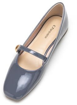 C.Paravano Mary Jane Schuhe Damen | Quadratische Zehe Mary Jane Flachs(42,Grau)