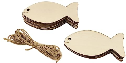 32 Stück Holz-Fischausschnitte, unlackierte Holzfische, hängende Ornamente, DIY-Fischhandwerk, Geschenkanhänger für Thanksgiving, Weihnachten, Zuhause, Party, Dekoration, Bastelprojekt