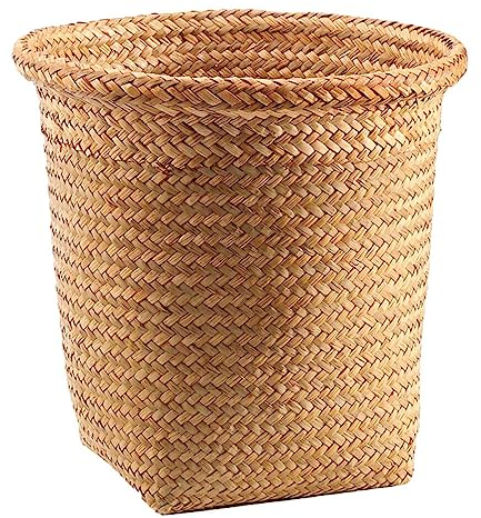 Zerodeko Panier à Plantes Tressé Poubelle De Bureau Sale Récipient à Fleurs Corbeille à Papier En Osier Corbeille Tressée Panier à Linge Poubelle En Osier En Bois Seau De Stockage Paille