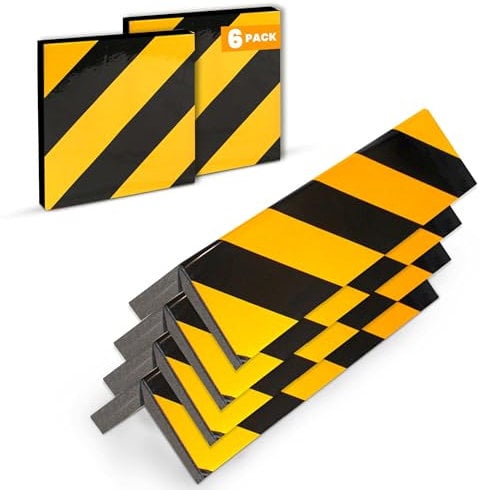 CRINSTON Protezione per colonne da garage, 6 unità, giallo, riflettente, protezione per gli angoli, protezione per porta, paraurti auto (2 unità 40 x 20 x 2 cm, 4 unità 20 x 20 x 2 cm)