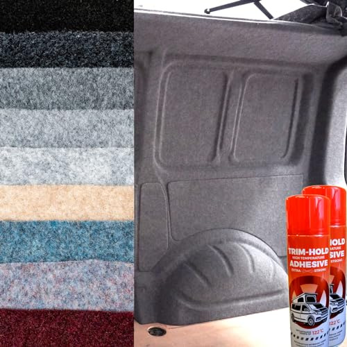 Vandalised- 4 Way Stretch Carpet Lining – for Camper/Van/Caravan - 9 Colours, Various Lengths with Glue (2:Anthracite, 5meter x 2meter 5xGlue)