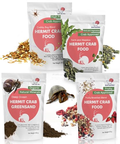 Snout and Shell Hermit Crab Food Bundle (Farm and Meadow, Fruity Breakfast Blend, Crabby Bug Blend, Greensand)