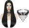 Perücke Frauen Schwarz Lang, Gerade Schwarze Perücke, Gotische Halskette, Kostüm Accessoires,Perücke Hexe für Cosplay, Halloween, Karneval und Themenpartys