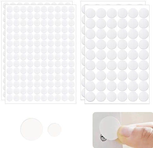 DALAETUS 388 Pcs White Furniture Pads Set, Self-Adhesive Screw Caps Covers, Furniture Stickers Dust-proof for Wood Shelf Cabinet Table