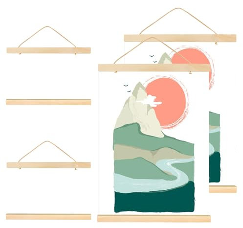 SPOKKI 2 Set Cadre Poster Magnétique 31cm, Porte Affiche, Cadre Poster, Cadre Poster Aimanté en Bois Naturel, Cadre Poster Magnétique Moderne en Bois pour Poster, Toile, Photos (2 Paquets, 31cm)