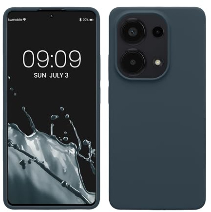 kwmobile Hülle kompatibel mit Xiaomi Redmi Note 13 Pro 4G Hülle - Silikon Handy Case - Handyhülle weiche Oberfläche - kabelloses Laden - Dunkler Schiefer