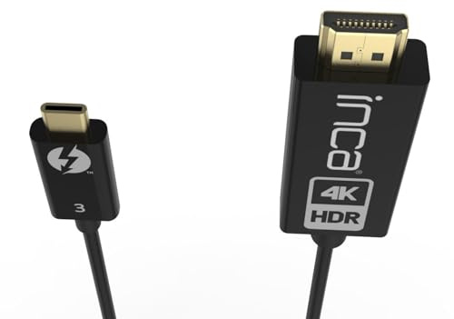 İnca ITCH-30 HDMI aud USB-C 2.0 Kabel – 4K@60Hz Video Adapter, 1.8m, Thunderbolt 3 Kabel, Kompatibel mit MacBook, Samsung, Dell, Lenovo, – Schwarz