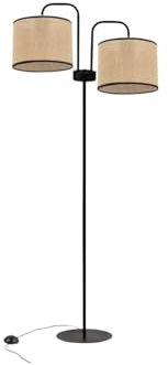 KAR LIGHTING Stehlampe | 2 flammige Stehleuchte | Leuchte aus Metall, Jute | Farbe: Schwarz/Beige, Fassung: E27 |Hängelampe für Wohn- und Bürobereiche