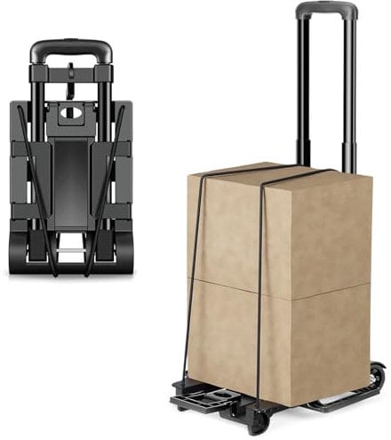 Foldable Luggage Trolley Folding Hand Truck, Portable Expandable Chassis Garden Dolly Trolley Collapsible for Moving Airport Travel Office Use