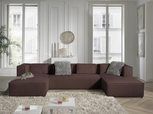 STELLA – Wohnlandschaft – aus Cord – 7-Sitzer – moderner Stil Braun
