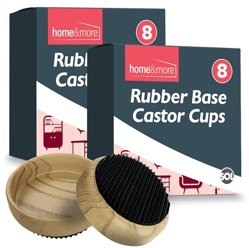 SOL 16pk Rubber Base Castor Cups - Non-Slip Caster Cups to Protect Wooden Floors & Carpets, Furniture Floor Protectors for Chair & Sofa Legs, Table Feet, Durable Wooden Furniture Castor Cups