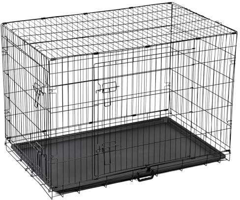 Dog Crate Extra Large Dog Puppy Pet Cage with 2 Doors (Front & Side), Large Dog Crate with Removal Tray,Folding Metal Pet Dog Puppy Training Cage Crate for Large Dogs (XL 42)